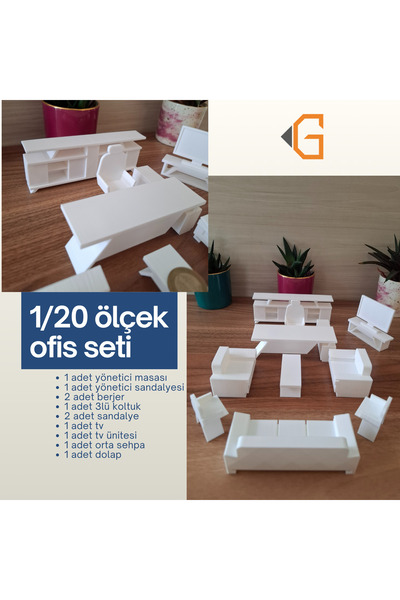 Home 1/20 ölçek maket diorama ofis mobilya seti-mimari,iç mimari tefriş-boyan...