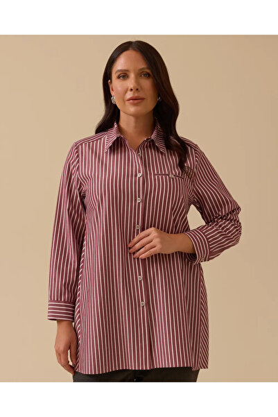 Gala-Xi Ριγέ πουκάμισο μεγάλου μεγέθους