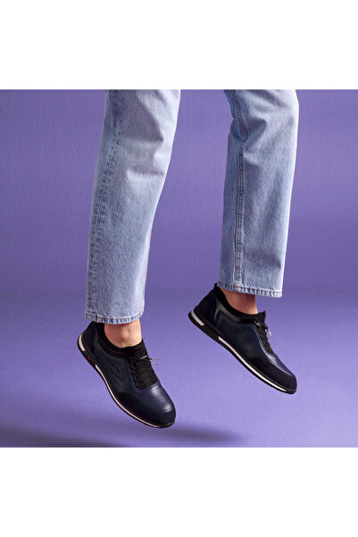 Tergan Lacivert Hakiki Deri Erkek Sneaker - E25I1AY57326-A31