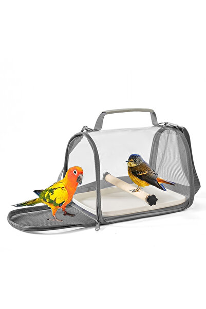 KidLe قفص طيور محمول، قفص سفر للببغاء، حقيبة ظهر للطيور، قفص سفر شفاف يسمح بم...