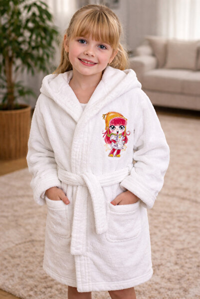 İQON رداء حمام للأطفال بغطاء للرأس مصنوع من القطن بنسبة 100% - للبنات (6 - 8 ...