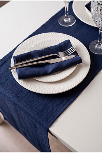 Linen Mood Premier Lacivert Renk Panama Keteni Runner 40 X 150cm