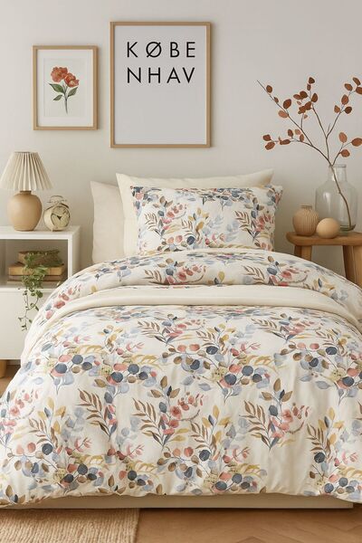 MYSTORY HOME COLLECTION Single Person Elastic Sheet Duvet Cover Set Eucalyptu...