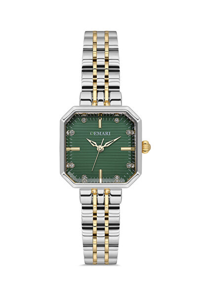 DEMARİ Women's Wristwatch Quartz Movement – Gold & Silver Band Striped Green ...