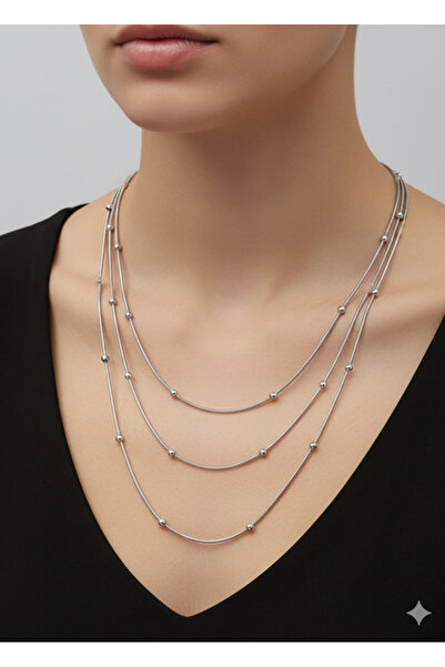 BİJU YILMAZ قلادة فضية إيطالية من الصلب - 26clki04