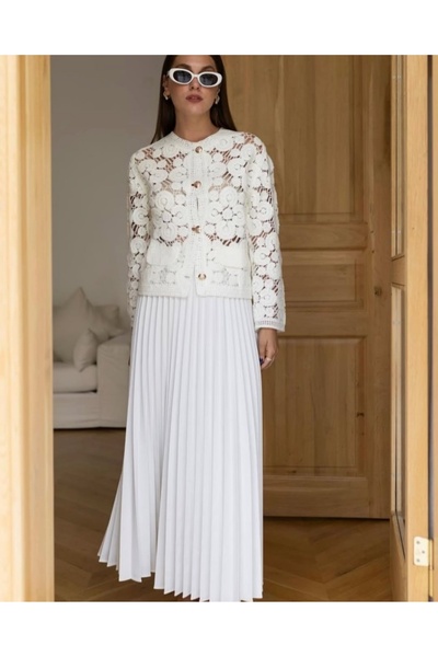 Sosyete Kaplumbağa Knitted Knitwear Buttoned Long-Sleeved Jacket