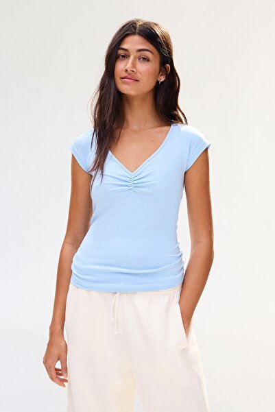 Bershka Kısa kollu büzgülü tişört