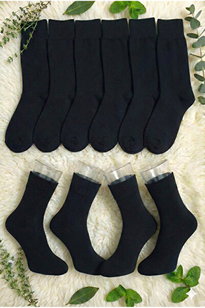 Üstünel çorap 12-Pack Full Black Men's Socks - Classic Color Cotton Business ...