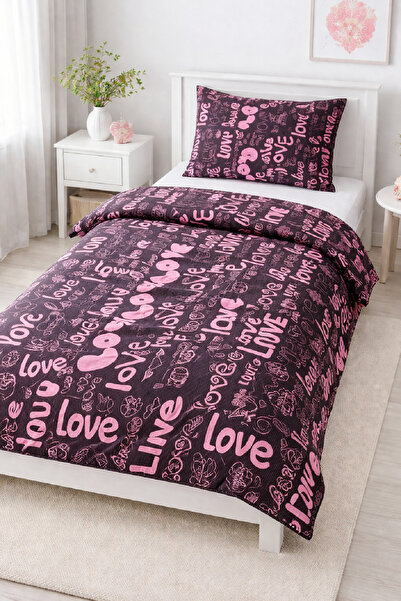 LaLiva طقم غطاء لحاف مفرد من القطن الطبيعي الصحي مع شرائط مطاطية