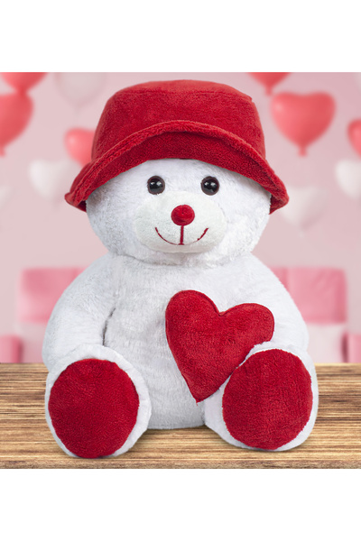 Pababo Sevgiye Giden Yol Kalp Tutan Şapkalı Ayıcık 50 cm Madam