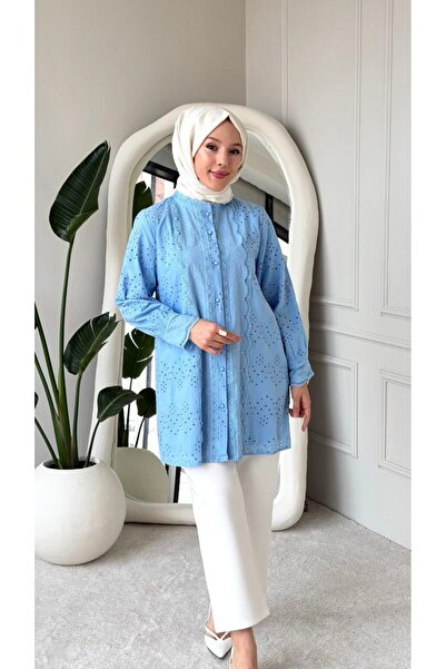 ensade Summer Scallop Embroidered Linen Shirt – Long Sleeve, Breathable Women...