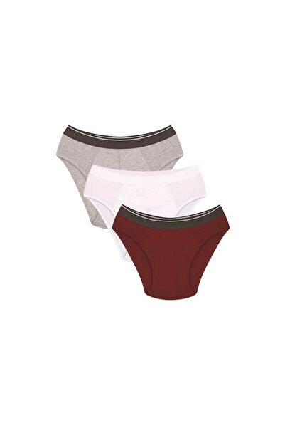 Narnuga MİRAY- سليب رجالي من القطن مكون من 3 قطع باللون الأحمر الداكن والأبيض...