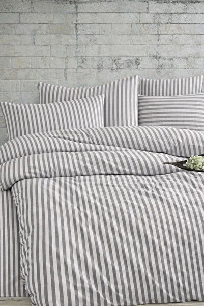 Anemons Striped Satin Duvet Cover Set with Elasticated Sheets