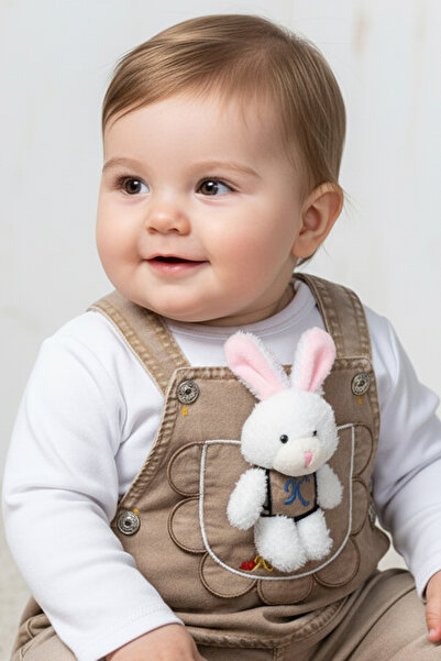 Rocha Baby Rocha Bebek Bahçıvan Salopet 2'li Takım - Peluş Oyuncak Hediyeli v...