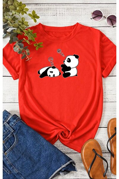 AZIZI TEKSTIL Unisex Sleepy Panda Printed Design T-shirt