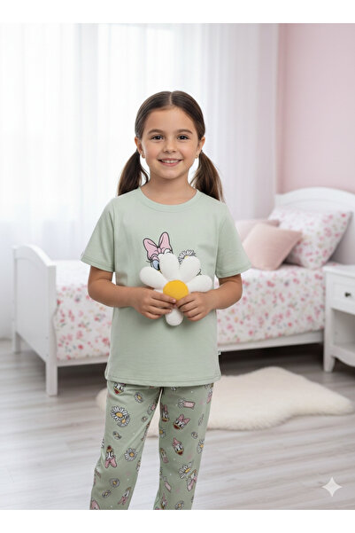 bbs fashion Girls' half-sleeve pajamas, 100% cotton, sizes (6-12)