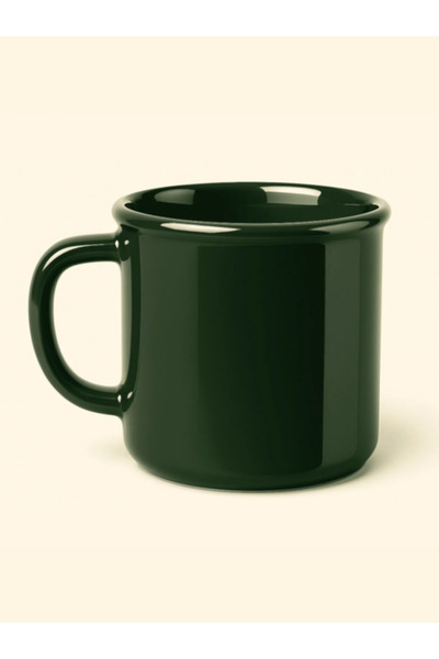 Popilero Yeşil Retro Porselen Mug Kupa