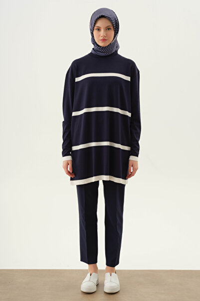 Tuğba Bel Lastikli Havuç Pantolon - Lacivert