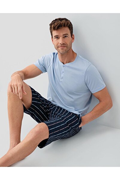 Arnetta Men's Blue 100% Cotton Top and Bottom Set – T-Shirt & Shorts Set |   ...