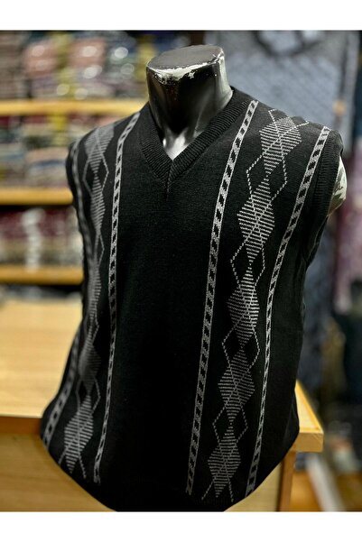 TCR Erkek Triko V Yaka Desenli Süveter