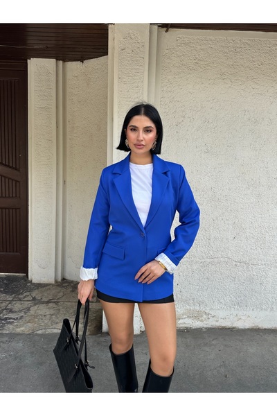 Füme Jachetă tip blazer căptușită cu model în dungi din țesătură Dabıl