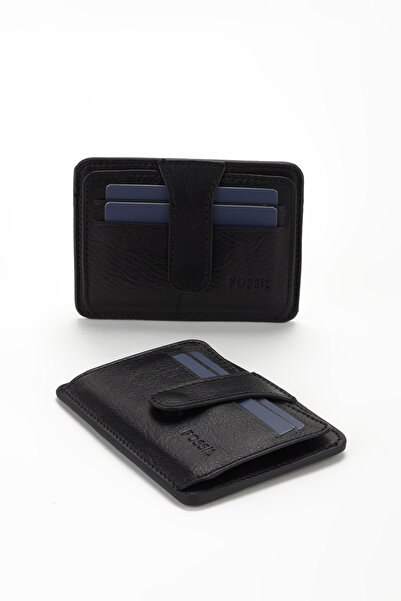 Fossil Boxed Genuine Leather Snap Fastener Card Holder Handheld Portfolio Wallet