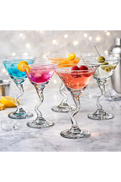 John Libbey & Co Ltd 🍸 طقم كاسات كوكتيل بتصميم ملتوي من Libbey – 12 كاسة زجا...