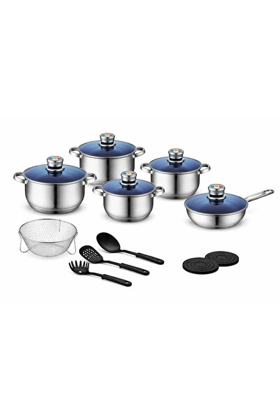 Royalty Line 18-piece stainless steel cookware set with glass lids