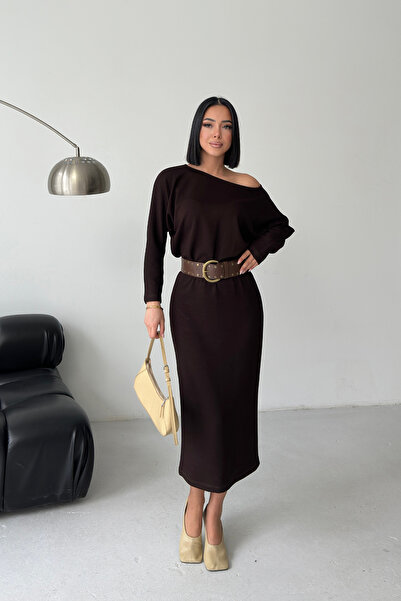 Sorridi Kayık Yaka One Shoulder Midi Dress