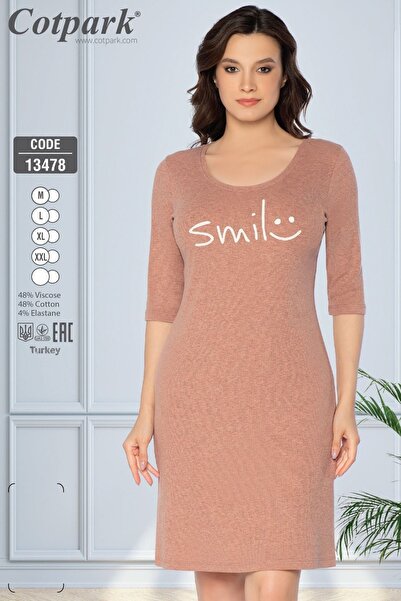 Cotpark Women's Cotton Viscose Blended Stretchy Lycra Dress / Salmon - 13478