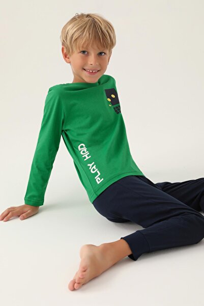 ROLY POLY 3338 Garson Play Hard Boys' Long Sleeve Elastic Cuff Pajama Set