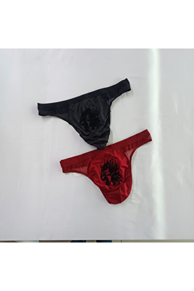 BONBON Erkek 2'li Paket Bordo-Siyah Renk String Külot BB2198