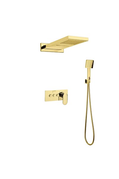 Mistillo Ankastre Duş Seti 550x220 mm Şelale&Yağmur Panel 3 Yönlü Butonlu SUS...