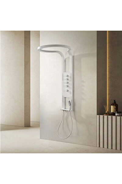 RFAN Luxury Shower Panel, Rain Effect, 4 Water Functions, Matt White