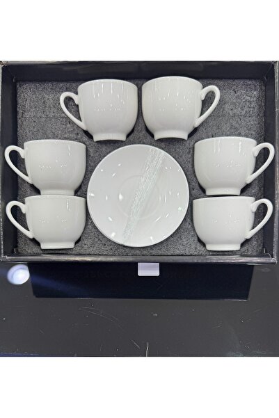 cc bin shihon طقم فناجين قهوة تركية مع الصحن بورسلين فاخر ابيض كريمي 6 اكوب م...