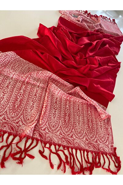Bohemian Red Elegansa Shoulder Scarf with Cashmere Texture, Stylish Shawl, Ca...
