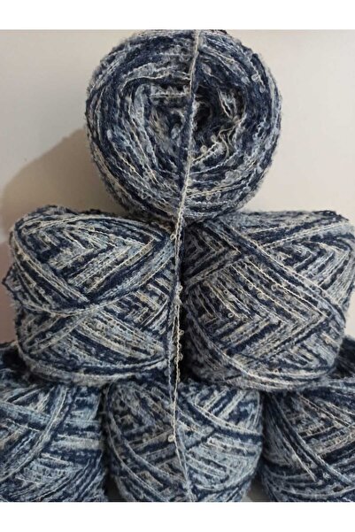 İPEK YÜN İPLİK DÜNYASI Buklet Knitting Yarn (White, Blue, Navy Blue) Mix 100Gr