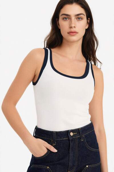 DeFacto Fitted U-Neck Ribbed Undershirt G8077Ax26Sp