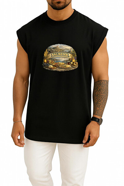 Bahriyeli Collection Υπερμεγέθης Αθλητική Μπλούζα με Στάμπα Ψαροκόκαλο στο Στ...