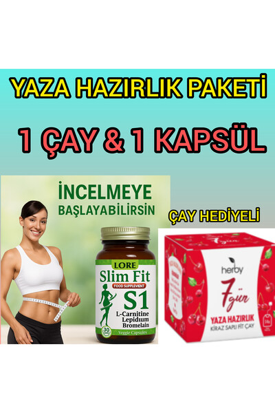 LoreLife Lore Slim Fit S1 30Kp Herbal Food Supplement Containing L-Carnitine Lepidium Bromaline + Tea as a Gift
