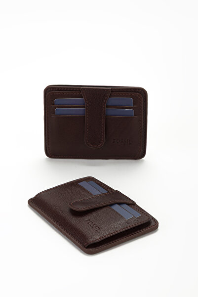 Fossil Boxed Genuine Leather Snap Fastener Card Holder Handheld Portfolio Wallet