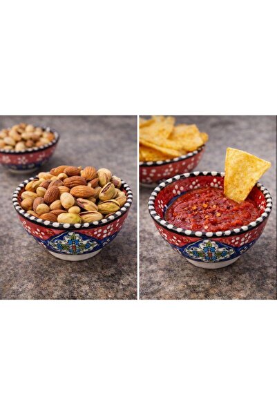 Hd Marketim Handmade Tile Bowl 8 cm – Decorative Ceramic Bowl for Snacks, Sau...