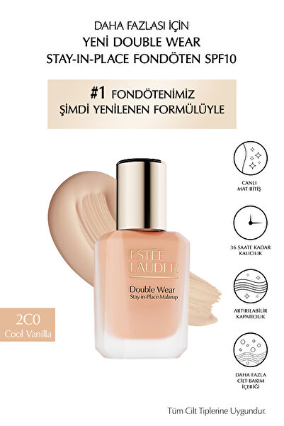 Estee Lauder Double Wear Stay-in-Place Fondöten SPF10 Canlı Mat Bitiş (2C0 CO...