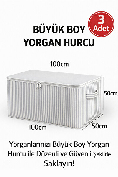 Lumtex Home Textile 3 - Adet ANTRASİT Çizgili Maxi Büyük Boy Yastık, Yorgan ,...