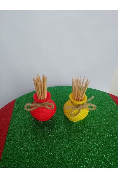 Bernami Decorative Mini Chubby Vase Toothpick Holder 2 Pcs Object Figurine