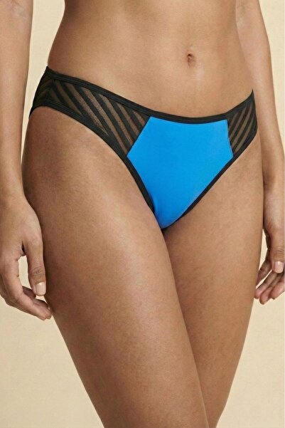 Manken Women's Neon Cobalt Blue Cotton Stretchy Luxury Thong with Mesh Detail...