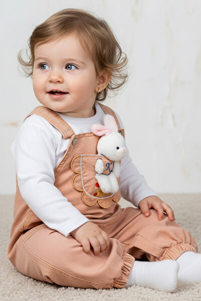 Rocha Baby Rocha Bebek Bahçıvan Salopet 2'li Takım - Peluş Oyuncak Hediyeli v...