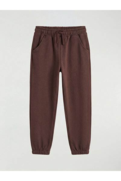 LC Waikiki Καφέ χοντρό φούτερ και αθλητικά παντελόνια για αγόρια με στάμπα Sn...