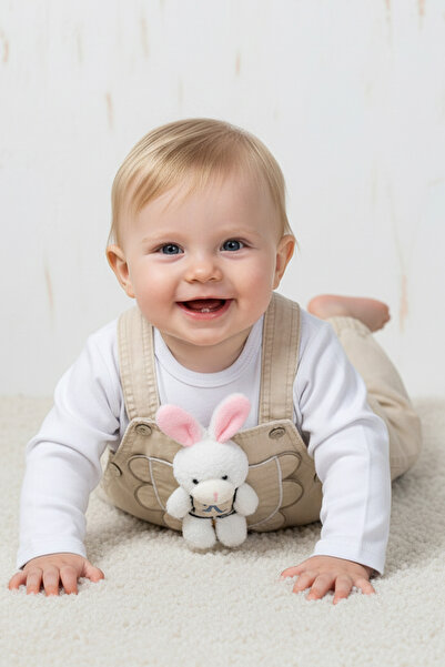 Rocha Baby Rocha Bebek Bahçıvan Salopet 2'li Takım - Peluş Oyuncak Hediyeli v...