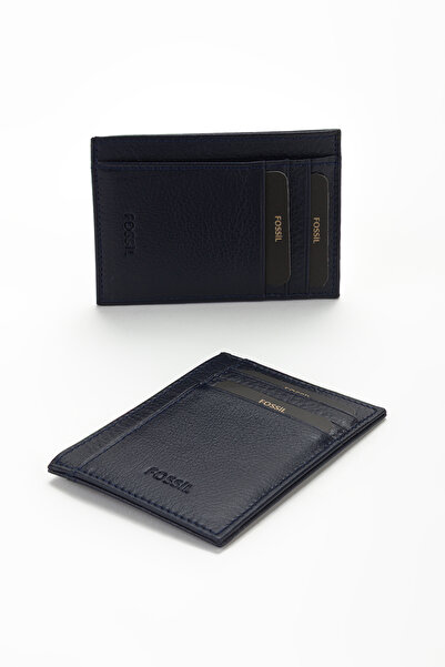 Fossil Boxed Genuine Leather Mini Card Holder Unisex Handheld Portfolio Wallet